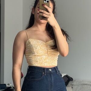Abercrombie & Fitch Yellow Floral Crop Top